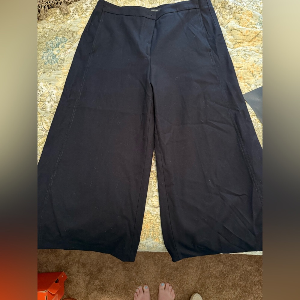Ann Taylor Black Dress Pants- Wide Leg- Palazzo- Cropped- SZ 14